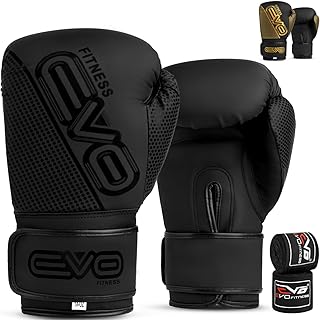 EVO Maya Hide Leather Pro GEL Boxing Gloves For MMA Punch Bag Sparring Muay Thai KickBoxing Fighting Training Glove with FREE Boxing Hand Wraps