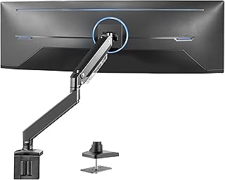 ذراع دعم شاشات من الألومنيوم المتين الممتاز لشاشات العرض الترا وايد حتى 49 بوصة و15 كجم من فيفو، قاعدة تثبيت مكتبية فردية فيسا، ارتفاع هوائي، أقصى حجم 1×1 سم، أسود، STAND-V101G1