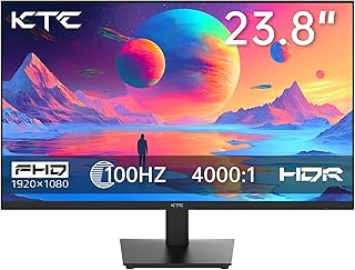 KTC شاشة 24 انش - 1080P العاب فري سينك 100Hz مع HDR10 قابلة للتثبيت فيسا امالة للتعديل تصميم بدون اطار HDMI VGA منافذ سماعة اذن كمبيوتر للعمل للمكتب LCD أسود