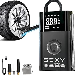 VINBYEE Tire Inflator Air Compressor for Tesla Model 3 Y X S,Cordless Portable Air Pump,Tesla Accessories with Tire Pressure Gauge and Emergency Light,Multipurpose Tesla Tire Pump