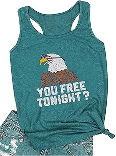 قميص بدون أكمام مطبوع عليه You Free Tonight The Eagle American Flag Women Wild and Loud Patriotic Vest 4th of July Summer Casual Tank Tops، من ام اتش تي او ار