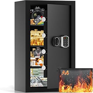 5.0 Cuft Large Home Safe with Fireproof Waterproof Bag, Anti-theft Home Security Safe Box with Programmable Keypad Keys and 3 Removable Shelf, Digital Safe for Home Documents Money Valuables