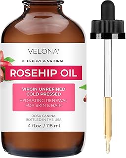 velona Rosehip Oil USDA Certified Organic - 4 oz | 100% Pure and Natural Carrier Oil| Unrefined, Cold Pressed, Hexane Free | Moisturizing Face, Hair, Body, Skin Care, Stretch Marks, Scars…