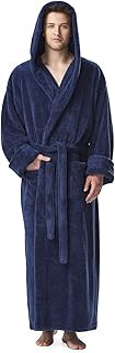 Ankle Length Fleece Robe With Hood, mens, Bathrobe