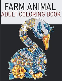 Farm Animal Adult Coloring Book: 50 page coloring book for men and women to stress relief and fun including mandala design gift worthy all event ( happy new year, Valentine's day).