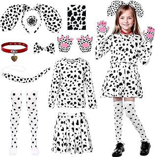 Fanskaty 11pcs 101 Dalmatian Costumes Kids, Girls Shirt Tutu Outfit Ears Headband Socks Accessories for 101st Day of School