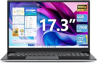 لابتوب ناكلود 17.3 انش SSD 128GB DDR3 4GB SSD 128GB وحدة معالجة مركزية كور I3-5005U (حتى 2.4GHz)، شاشة FHD IPS 1920، بطارية 8000mWh قابلة للتوسيع 1TB، واي فاي 5G، نوع C، 8000mWh، USB3.2