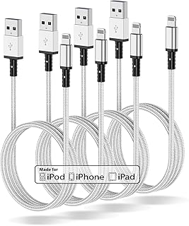 4 عبوات من كبل شاحن iPhone بطول 6 أقدام ، [معتمد من Apple MFi] كابل USB A طويل بطول 6 أقدام ، سلك كابل شحن سريع من النايلون بطول 6 أقدام لهاتف Apple iPhone 12-11 Pro - 11 - XS MAX - XR - 8-7 - 6s - 6