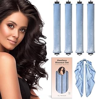 BLINKEEN Heatless Overnight Hair Curling Set with Scarf, Velvet Rods with Hook, No Heat Curlers All Hair Types, Jumbo Hair Rollers for Blowout Hair