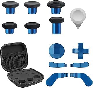 TOMSIN 13 in 1 Xbox Elite Series 2 Controller Accessories Replacement Pack,6 Metal Thumbsticks,2 D-pads,4 Paddles and 1 Adjuster for Xbox Elite Controller Series 2 Core Accessory Parts(Blue)