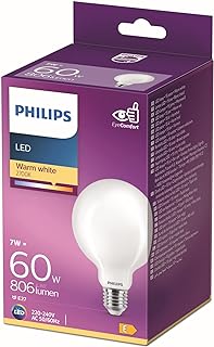 فيليبس مصباح LED فاخر بلوري G93 [برغي اديسون E27] 7 واط - مكافئ 60 واط، ابيض دافئ (2700 كلفن)، غير قابل للتعتيم