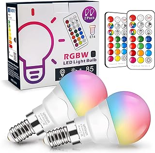 يونيصان مصابيح اضاءة LED E14 بقدرة 6 واط ما يعادل 40 مصباح RGB متغير اللون قابل للتعتيم اديسون ملون ليلية للمنزل والبار والحفلات والكيه تي في والاجواء المزاجية