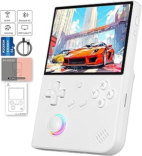 RG 40XXV Retro Handheld Game Consoles Gaming Console Portable Linux 64-bit System 4 inch IPS Screen Cortex-A53 Supports WiFi Bluetooth HDMI and TV Output White شفاف