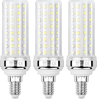 مصابيح ذرة LED E14 من هزسانو 20 واط 6000 كلفن ضوء نهاري ابيض 2200 لومن شموع صغيرة ببرغي اديسون 150 غير قابلة للتعتيم عبوة 3 قطع