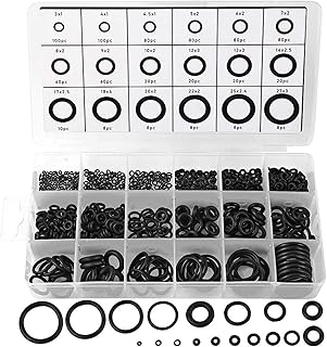 هونجواي مجموعة متنوعة من الحلقات المطاطية على شكل حرف O بـ18 مقاس من 770 قطعة مصنوعة من مطاط النتريل ان بي ار لاصلاح السيارات والسيارات والسباكة الاحترافية ووصلات الهواء او الغاز