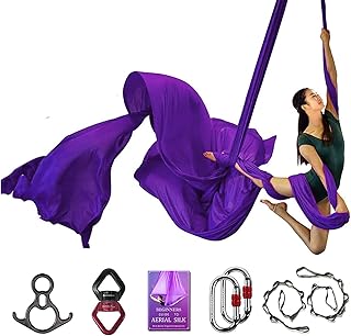 Aerial Silks Deluxe Equipment Set for Aerial Yoga,11 yards Aerial Yoga Hammock Swing for Aerial Acrobatic,Circus Arts, Aerial Dance(L:10m W:2.8m)