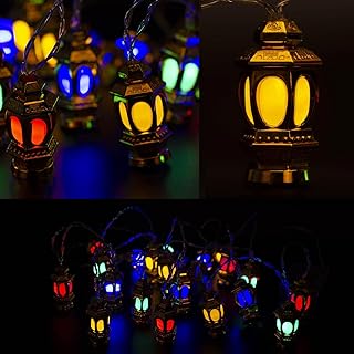 9.8 قدم 20 LED شريط ضوء لزينة رمضان وللعيد المبارك الاسلامي LED شريط اضواء داخلي وخارجي، زينة اسلامية لمنزل المسلمين، زينة لحديقة المنزل (فانوس)