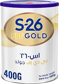 تركيبة حليب اطفال اس 26 بي دي اف، عبوة بلون ذهبي، من القصدير، 400 غرام، من وايث