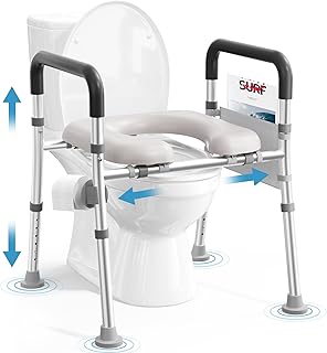 Soundfuse Toilet Seat Riser for Seniors, Raised Toilet Seat with Handles, Adjustable Height & Width, 400lb Handicap Elevated Toilet Seat for Elderly, Pregnant, Post-Surgery Patients, Fit Any Toilet