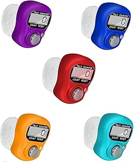 GENZY Electronic Finger Counter, 5-Pack, Finger Tasbih, Resettable 5 Digit LCD Electronic Digital Display Finger Hand Tally Counter, Electronic Tasebeeh, Ramadan Gifts, for Prayer, Sports, Goods Count