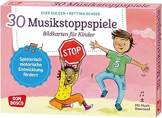 30 Musikstoppspiele. Bildkarten für Kinder: Bewegungsspiele & mehr für Kita, Grundschule & Kinderturnen