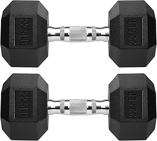 Hex Dumbbells Rubber Coated Cast Iron Hex Black Dumbbell Free Weights for Exercises