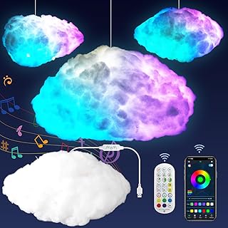 LUYOEXT Cloud Led أضواء DIY لغرفة النوم مجموعة إضاءة ليلية إبداعية متعددة الألوان مزامنة الموسيقى مع التحكم في التطبيق RGB IC عن بعد أروع ديكور سقف المنزل والحفلات سحابة