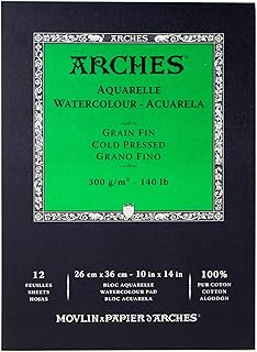 اوراق الرسم بالالوان المائية من اركس، 140 باوند، ضغط بارد، 10 × 14 انش (1795093)