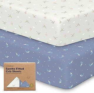 KeaBabies 2-Pack Organic Crib Sheets for Boys, Girls, Jersey Fitted Baby Crib Sheets Neutral, Cotton Breathable Crib Sheet, Cute Printed Crib Mattress Sheet, Baby Mattress Sheets (Marine Muse)