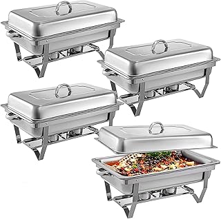 Home Kitchen Chafing Dish Buffet Set 9 L Chafing Dish Food Warmer Stainless Steel Food Warmers with Food Pans Fuel Holders Lids Foldable Frames for Catering Buffet and Wedding Parties 2 cells(2 cells)