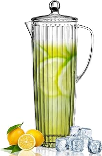 Clear Water Pitcher with Lid – 42 oz Fridge Jug for Iced Tea, Lemonade, Sangria, Juice, Milk & More – BPA-Free, Durable & Stylish Design