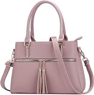 KKXIU Women Satchel Bags Handle Shoulder Handbags and Purses Pockets Zipper Leather Crossbody Bags