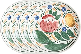 Wade WA967049CAP Capri Set of 4 Dinner Plates with Vibrant Mediterranean Inspired Design, Crafted from Earthenware, Made in Stoke-on-Trent, 28cm, Multi-Coloured