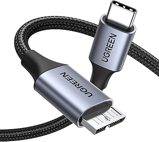 كيبل قرص صلب من يوجرين - 1 متر USB C الى مايكرو بي، 10 جيجابايت في الثانية خارجي كابل بي متوافق مع ماك بوك اير ام 2 برو وايباد وجالكسي اس 22 ودويسترن جيت، اسود