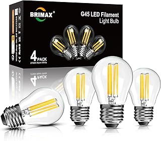 بريماكس مصابيح LED E27، 6 واط، تعادل 60 واط، ابيض دافئ 2700 كلفن، تيار متردد 220-240 فولت، مصابيح LED كروية G45 لمصابيح السرير ومصابيح الحائط والثريات، عبوة من 4 قطع