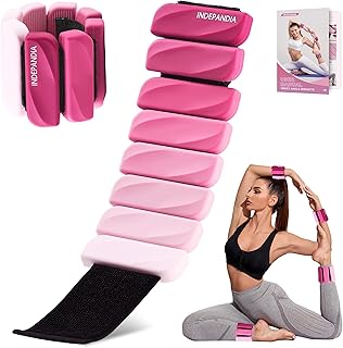 INDEPANDIA Ankle Wrist Weights for Women Men at Home Set of 2 (1 Lb Each) Adjustable Silicone Hand Leg Weights Wearable Pilates Ankle Weights for Yoga Dance Gym Workout Walking Running