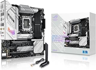 لوحة ام اسوس روج ستريكس B760 A ألعاب واي فاي 5G ومعالج ATX انتل LGA 1700 أبيض بـ12 1 مراحل طاقة DDR5 وPCIe 5.0×16 فتحة أمان 2 فتحات× PCIe 4.0 M.2 منفذ USB 3.2 جيل 2× نوع سي وتزامن اورا