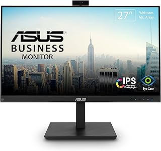 شاشة مؤتمرات الفيديو ASUS 27â € 1080P BE279QSK - Full HD ، IPS كاميرا ويب مدمجة قابلة للتعديل بدقة 2 ميجابكسل صفيف ميكروفون مكبرات صوت العناية بالعين للتثبيت على الحائط بدون إطار ،، من اسوس، أسود