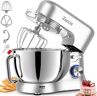 Zuccie Pastry Processor, 5 L Pastry Processor, 1000 W Kitchen Processor with Whisk, Beater, Hook, Stainless Steel Bowl and Splash Guard, 8+P Speeds Professional Mixer (Black)