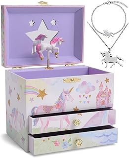 Jewelkeeper Large Music Box & Little Girls Jewellery Set, 3 Gifts for Girls - Multiple Design Options Available