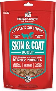 Stella & Chewy’s – Stella’s Solutions Skin & Coat Boost – Grass-Fed Lamb & Wild-Caught Salmon Dinner Morsels – Freeze-Dried Raw, Protein Rich, Grain Free Dog Food – 13 oz Bag