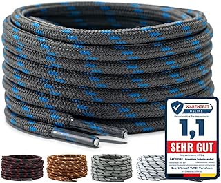 2 Pairs - Premium Round Shoelaces [Diameter 4 mm] for Work Shoes, Boots, Outdoor Shoes and Sports Shoes, Tear-Resistant Shoelaces Replacement Shoelaces Made of Polyester