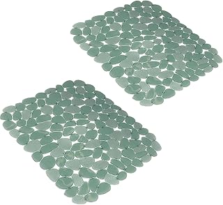 Nuscen Sink Mat, Drip Mat for Kitchen Sink, Pack of 2, Plastic Sink Mats, 30 x 40 cm, Quick Draining Drip Mats, PVC Sink Mat, Protection for Sink (Dark Green)