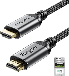 فاسجير كيبل HDMI 2.1 بطول 10 قدم معتمد بدقة 8 كيه 48 جيجابايت في الثانية فائق السرعة مضفر نايلون 8K@60Hz 4K@120Hz HDCP 2.3 يدعم eARC HDR10 دولبي ثلاثي الابعاد متوافق مع تلفزيون سامسونج وبلو راي واكس