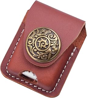 Handmade Fliptop Leather Lighter Pouch Case Holder with Pocket Belt Loop