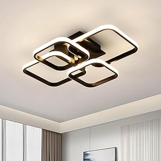 SENQIU Modern LED Ceiling Light, 45 W Acrylic Bedroom Ceiling Light, Black Square Ceiling Lamp for Living Room, Bedroom, Study Room, Kitchen, Neutral Light 4500K