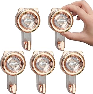 SUSOO 5 Pcs Strong Suction Cup Shower Hooks, Heavy Duty Reusable Waterproof Vacuum Hooks for Bathroom Wall, Glass, Tile, Loofah, Towel, Small Accessories, Suction Holder for Home Kitchen Organizer