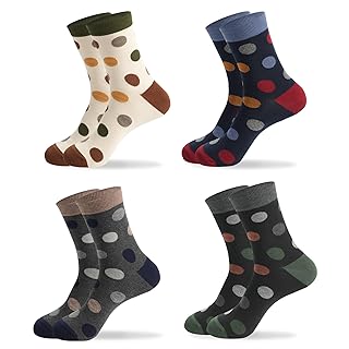 Men Crew Socks | 4-6 Pairs Tube Stripes Polka Dots Print Argyle Pattern Funny Graphic Designd Cotton Socks | US M 7-9.5