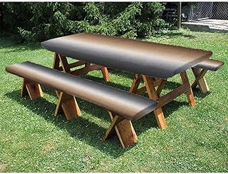 Ombre Picnic Fitted Tablecloth and Bench Seats Table Cover, for Christmas, parties, picnics, 28 x 72 Inch Brown Grey