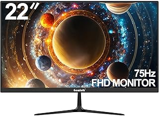 شاشة كمبيوتر 22 انش من جاوفولك ، منحنية رفيعة للغاية 75Hz باطار صفر FHD 1920 × 1080p HDMI VGA للمنزل والمكتب والعمل (بدون مكبر صوت) أسود LCD